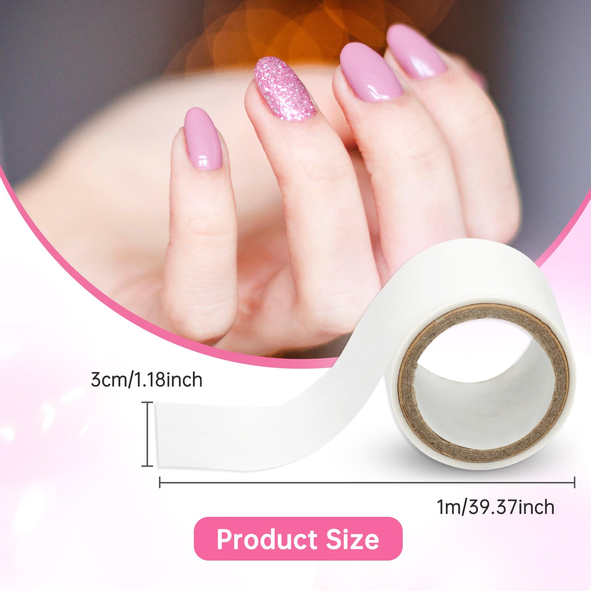 Chrontier nail repair bandage tape protecting cracked natural fingernails from further splitting.