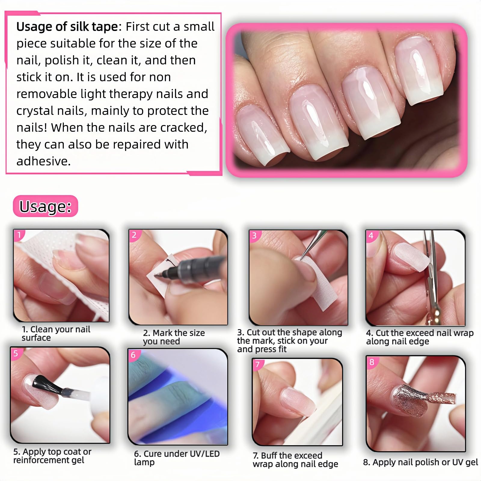 DIY nail repair using Foloda silk tape