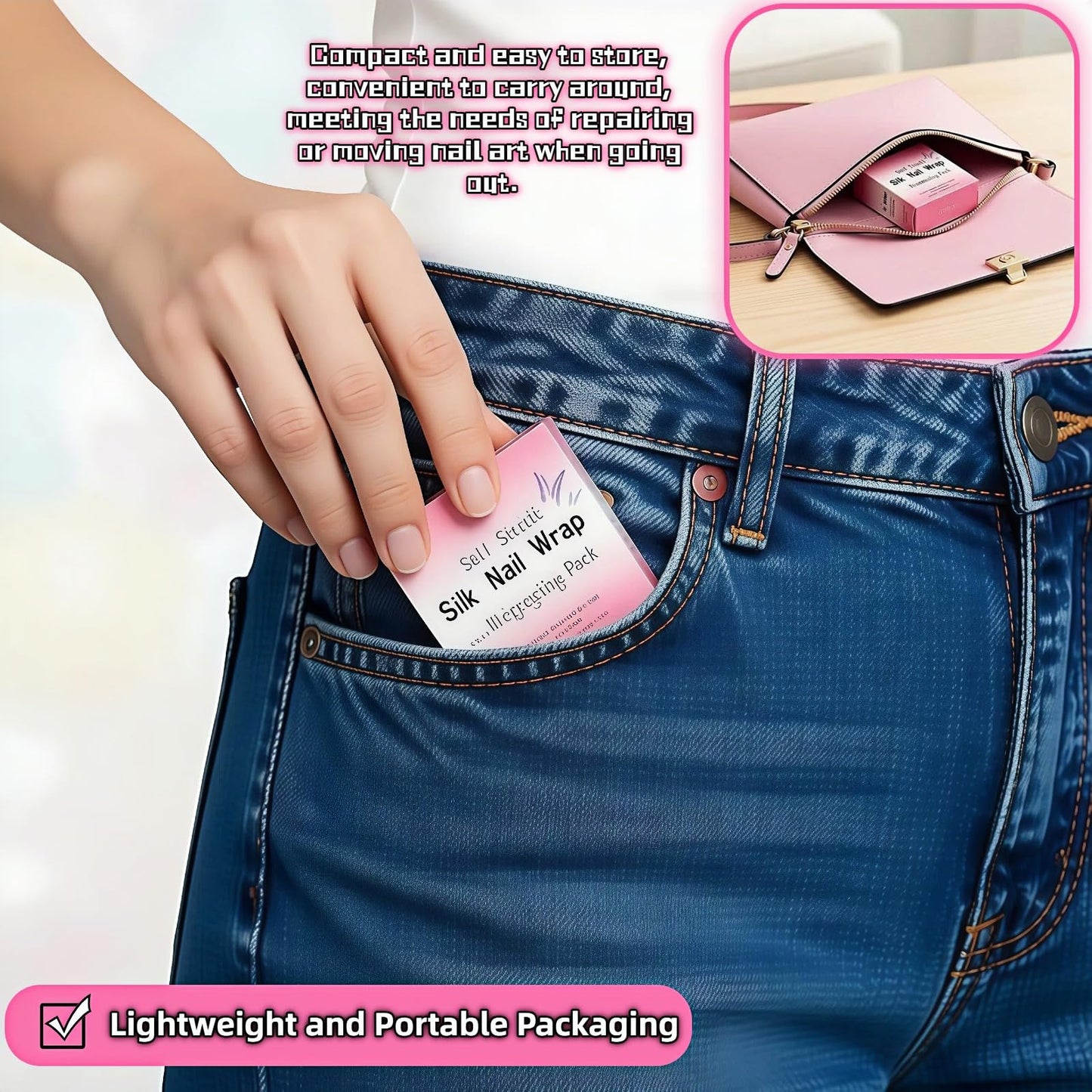 Invisible silk nail patch under manicure