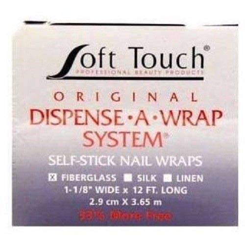 Self adhesive fiberglass nail wrap roll inside protective tangle free dispenser case
