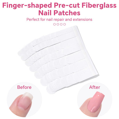 User applying fibreglass nail wrap to a split fingernail