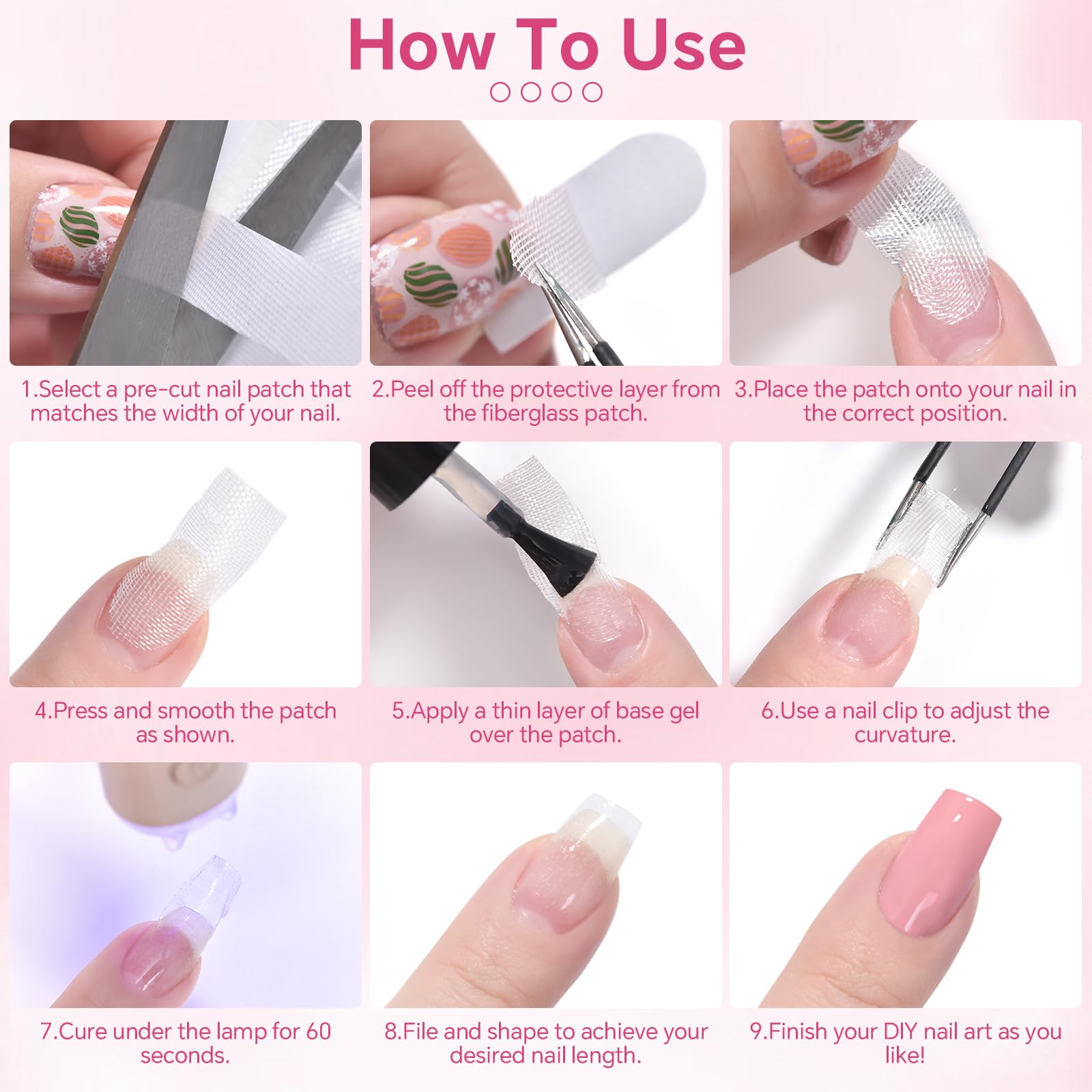 Top view of 10 sheets of Siyuwuro nail repair stickers