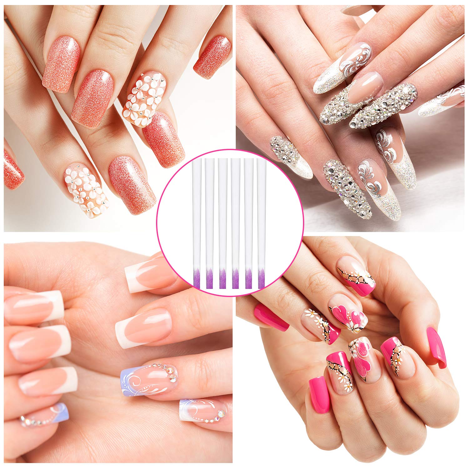 Blulu salon quality manicure tool kit package contents spread out for quick DIY nail length enhancement.