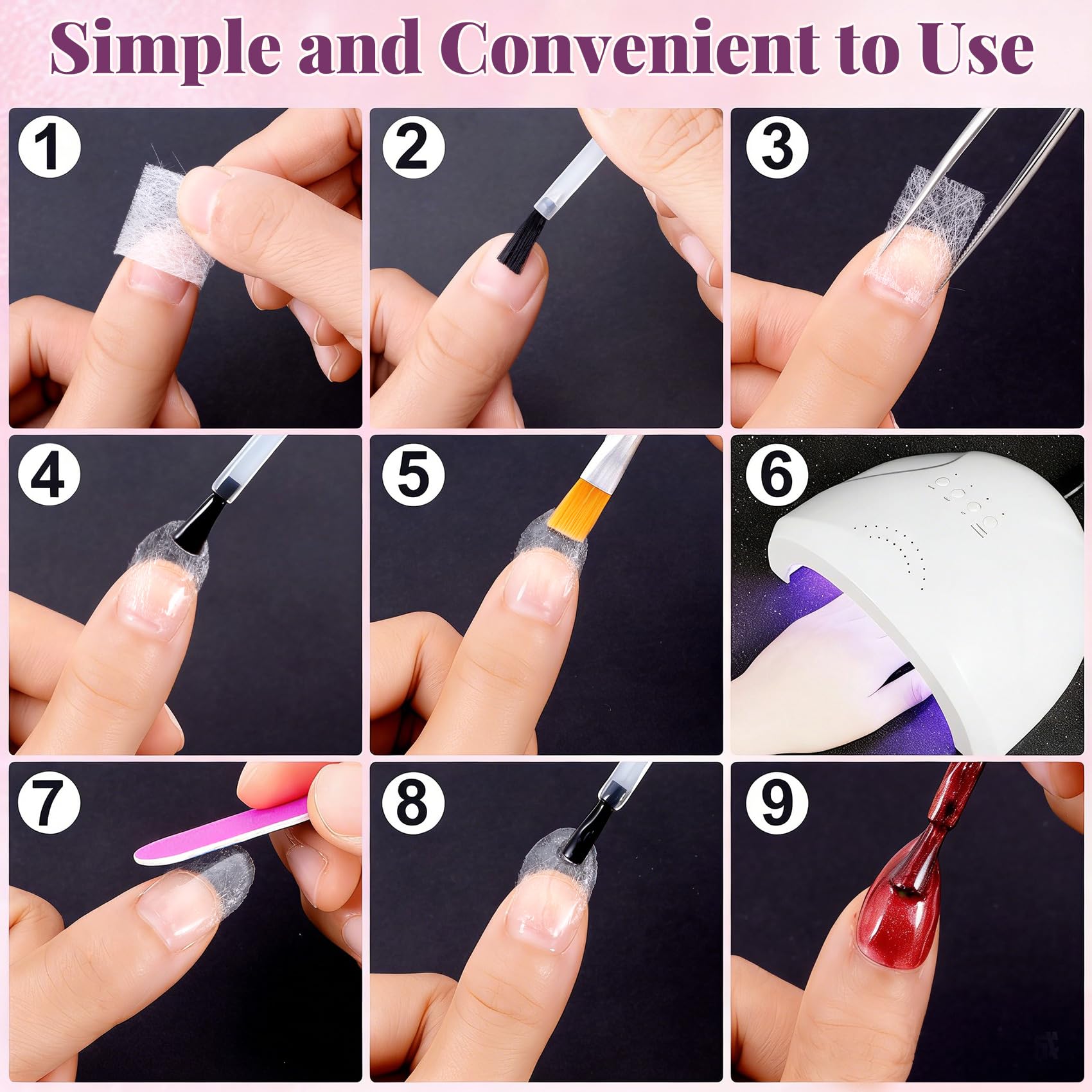 Using silk wrap for nail extension application