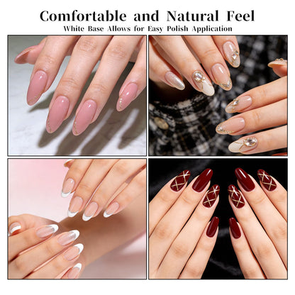 White fiber nail wrap base for gel polish application