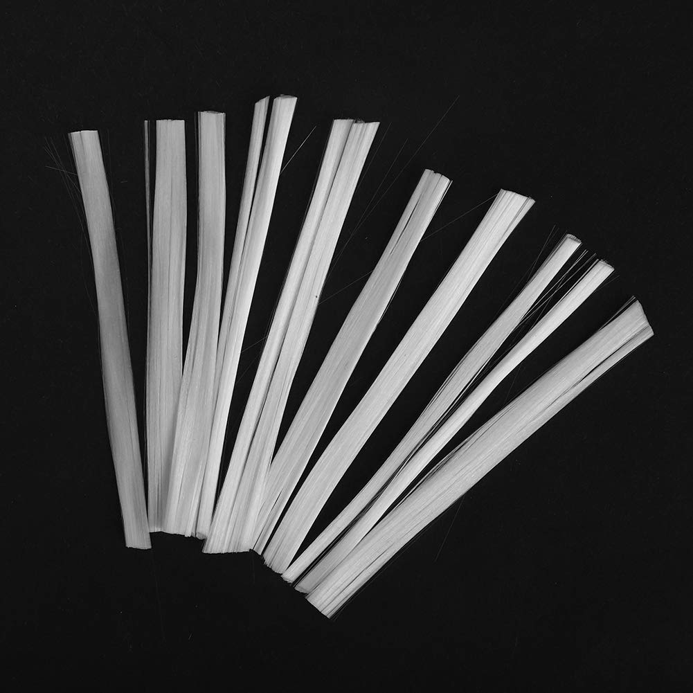 Close up view of the easy to apply premium glass fibers being trimmed for custom artificial nail shapes.