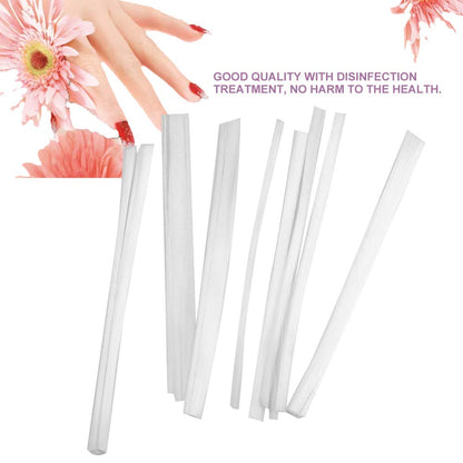 Step by step visualization of the harmless fiberglass nail wraps after being cured under a professional LED lamp.