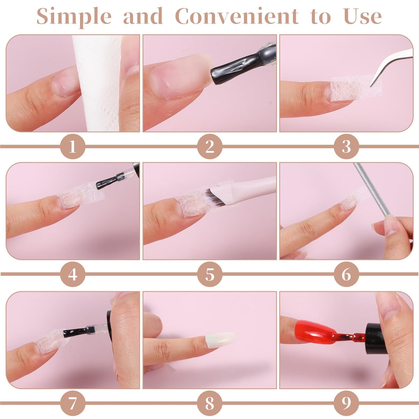 White fiberglass silk wraps for nail art extension and reinforcement