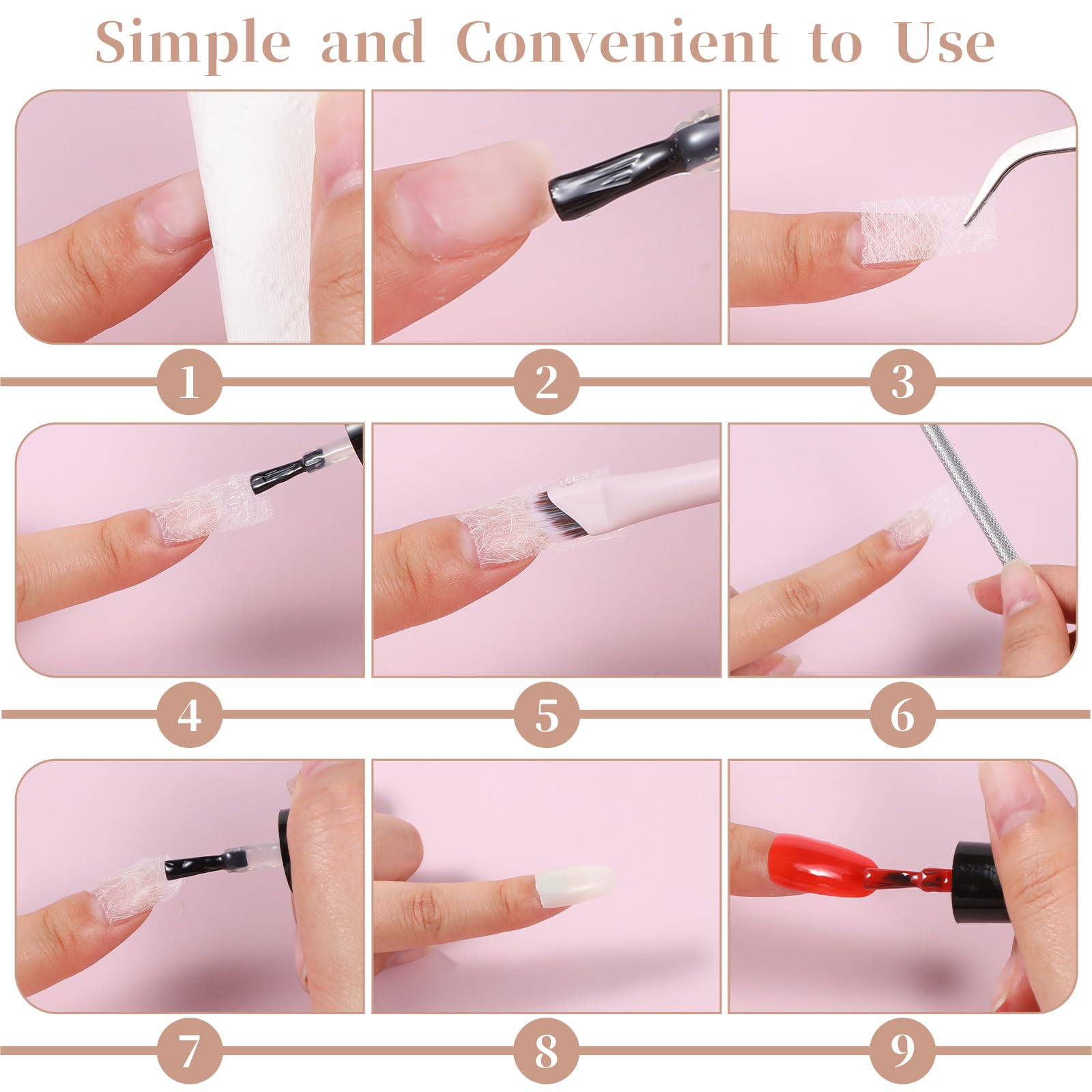 White fiberglass silk wraps for nail art extension and reinforcement