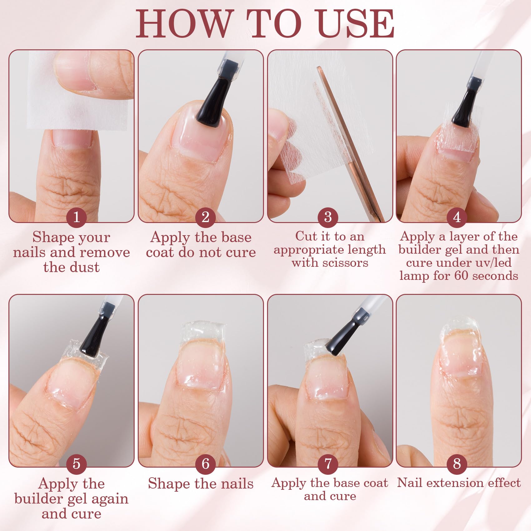 White non-woven fiberglass nail extension strips in packaging