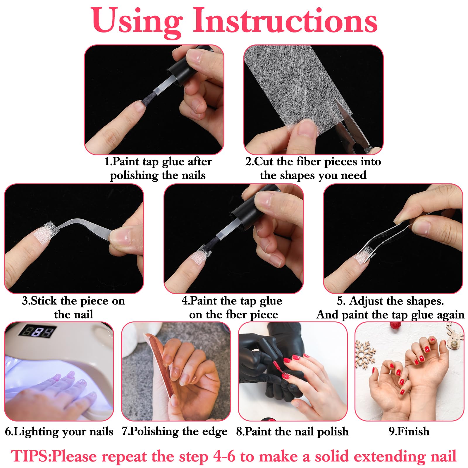 Individual fiberglass silk wraps for natural nail reinforcement