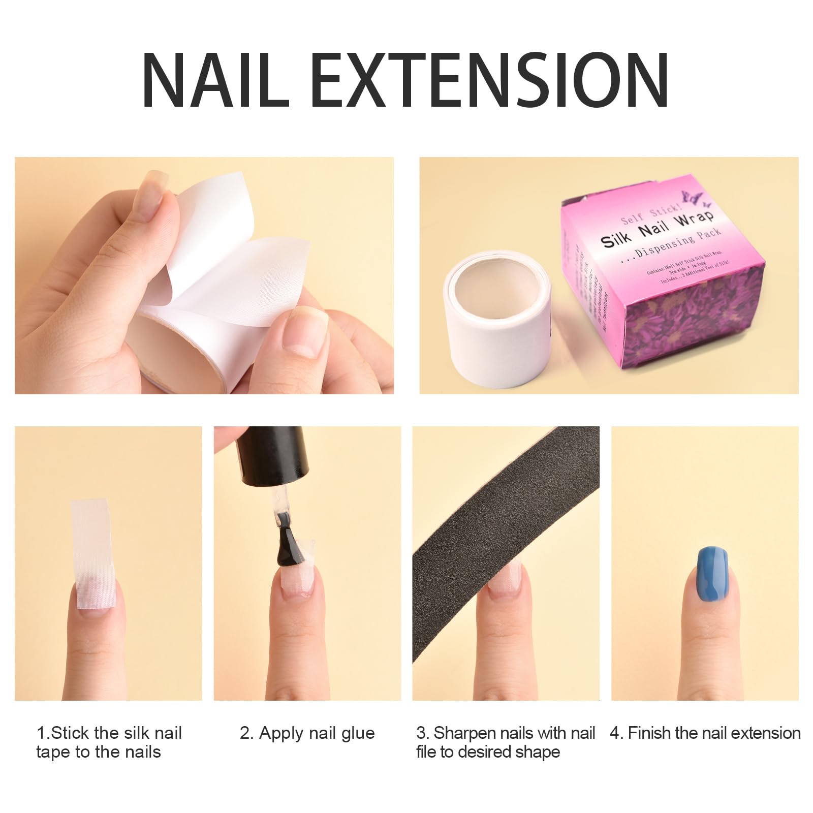 Four rolls of self-adhesive silk nail repair tape