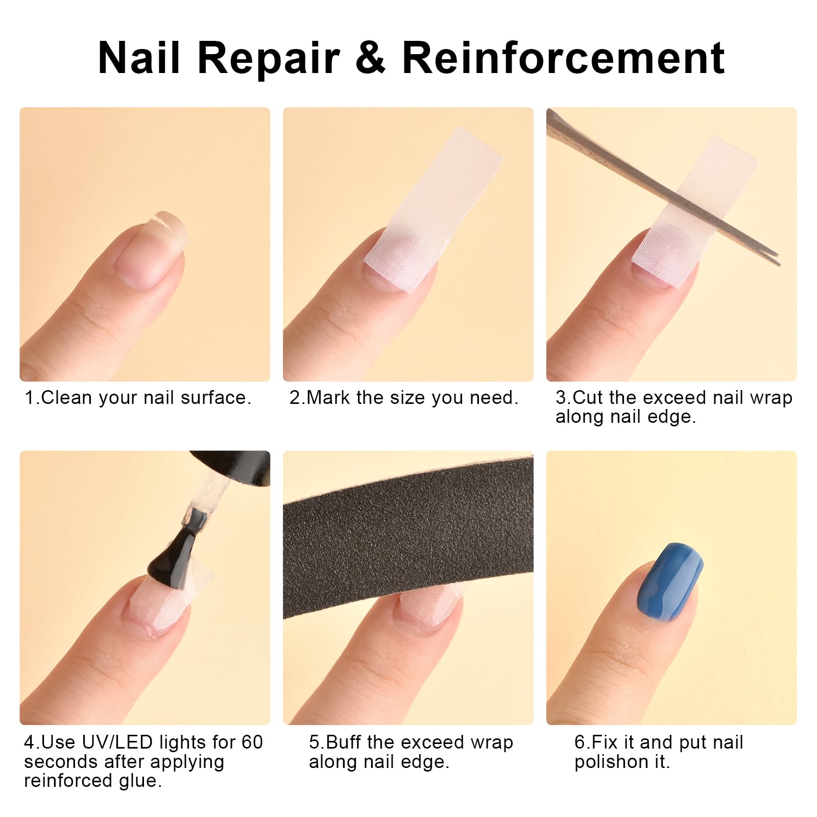 Applying silk wrap to natural nail surface