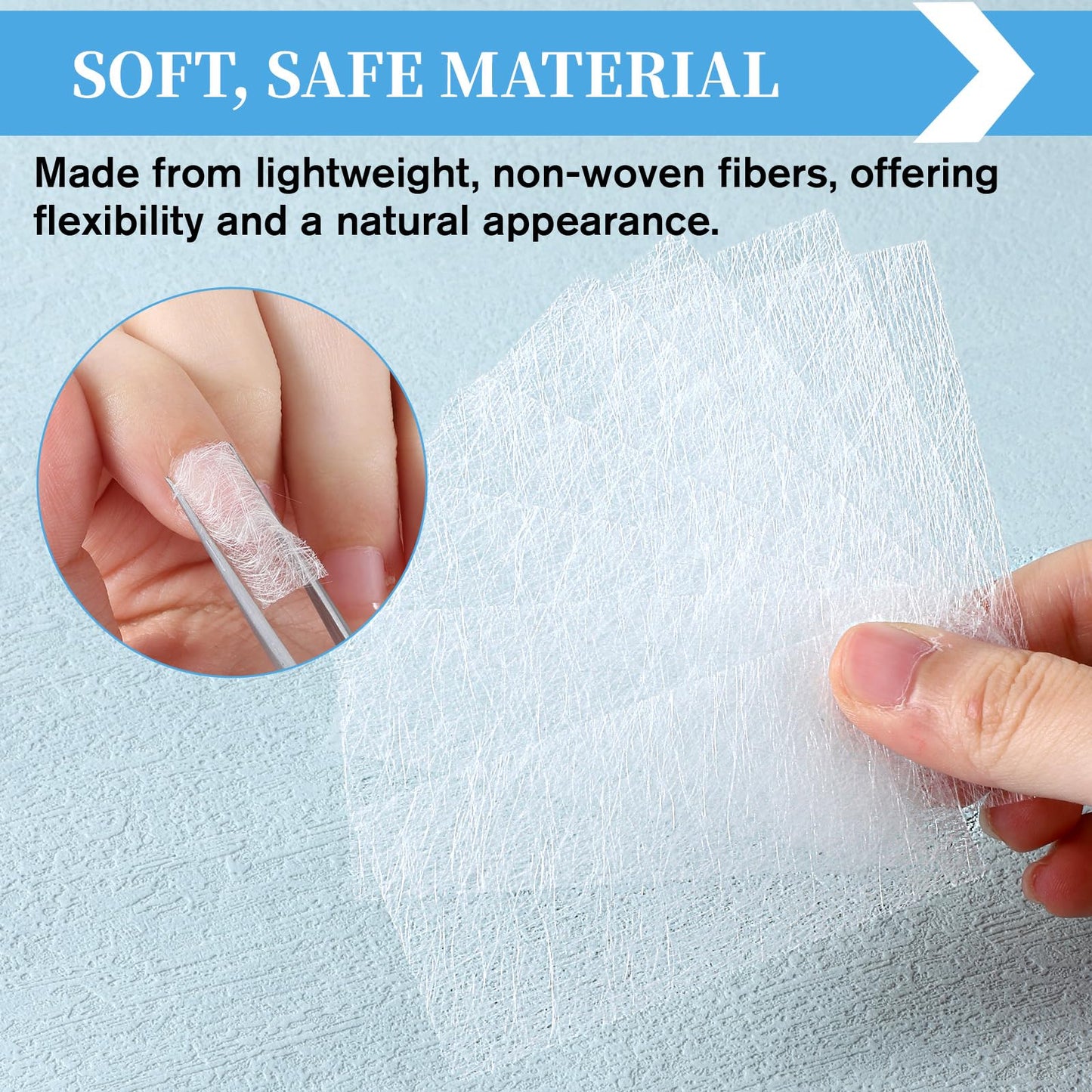 Professional nail technician using fiberglass wraps for extensions