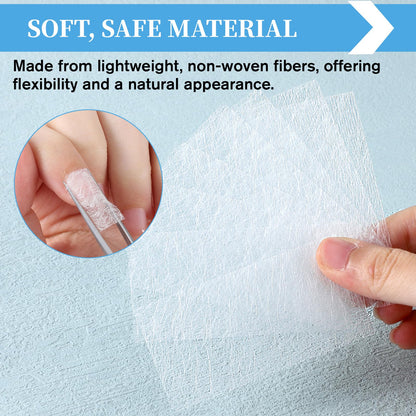 Professional nail technician using fiberglass wraps for extensions