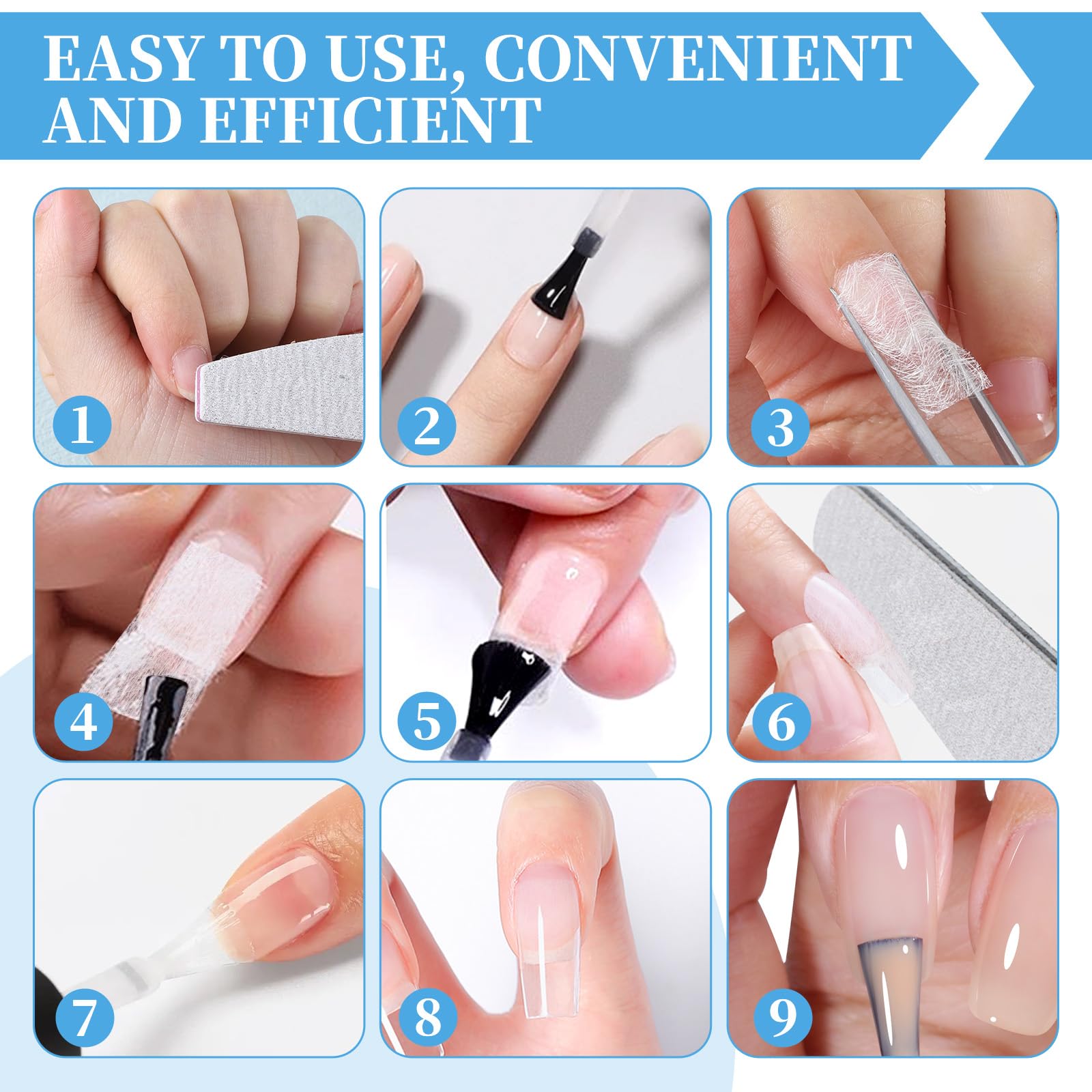 Application set of 100 piece nail repair wraps