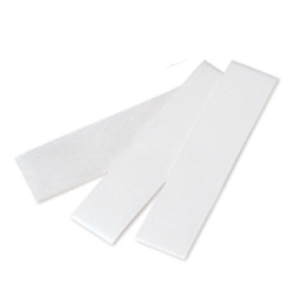 Close up of self adhesive white fiberglass strip for natural nail repair.