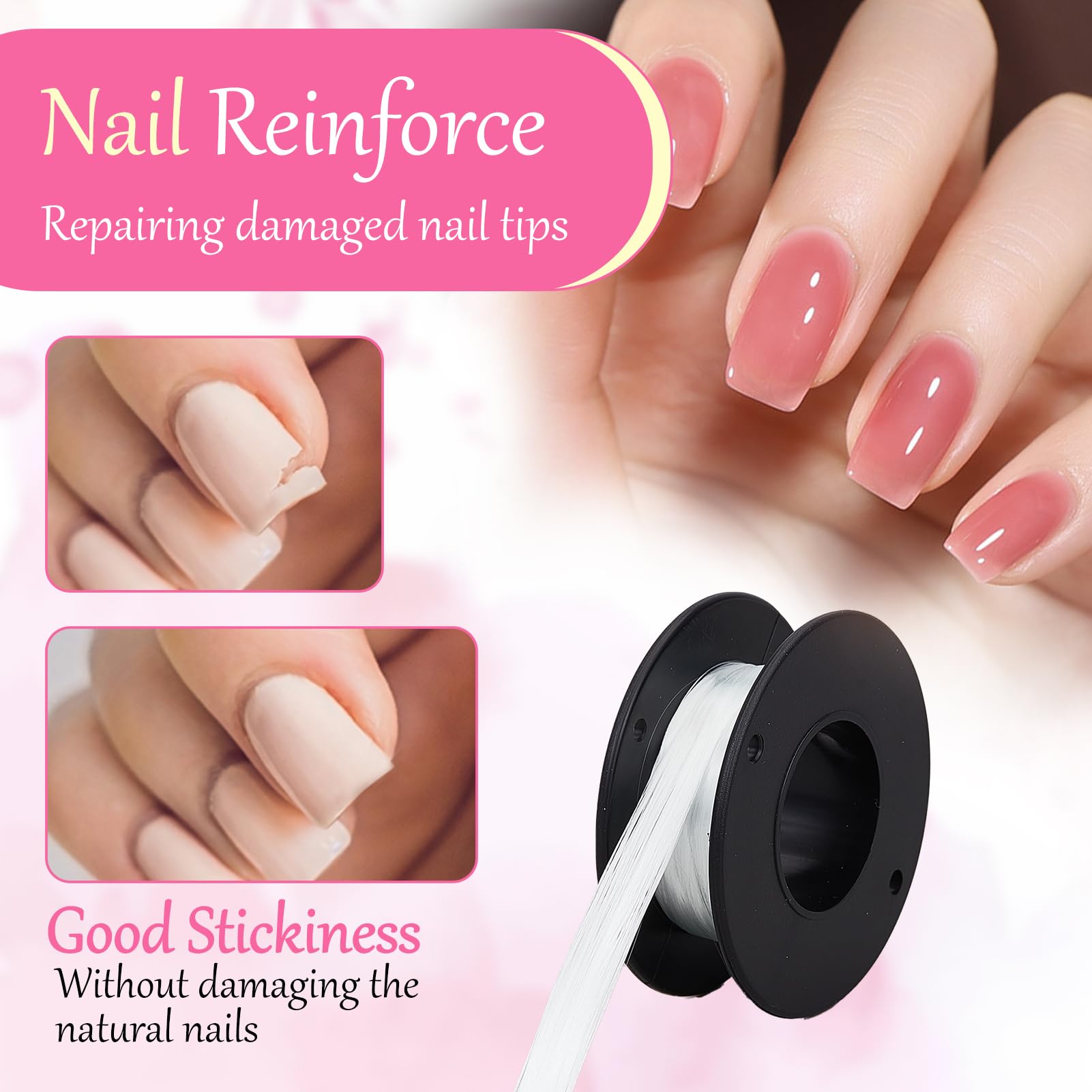 Close up of fiberglass strips for nail lengthening