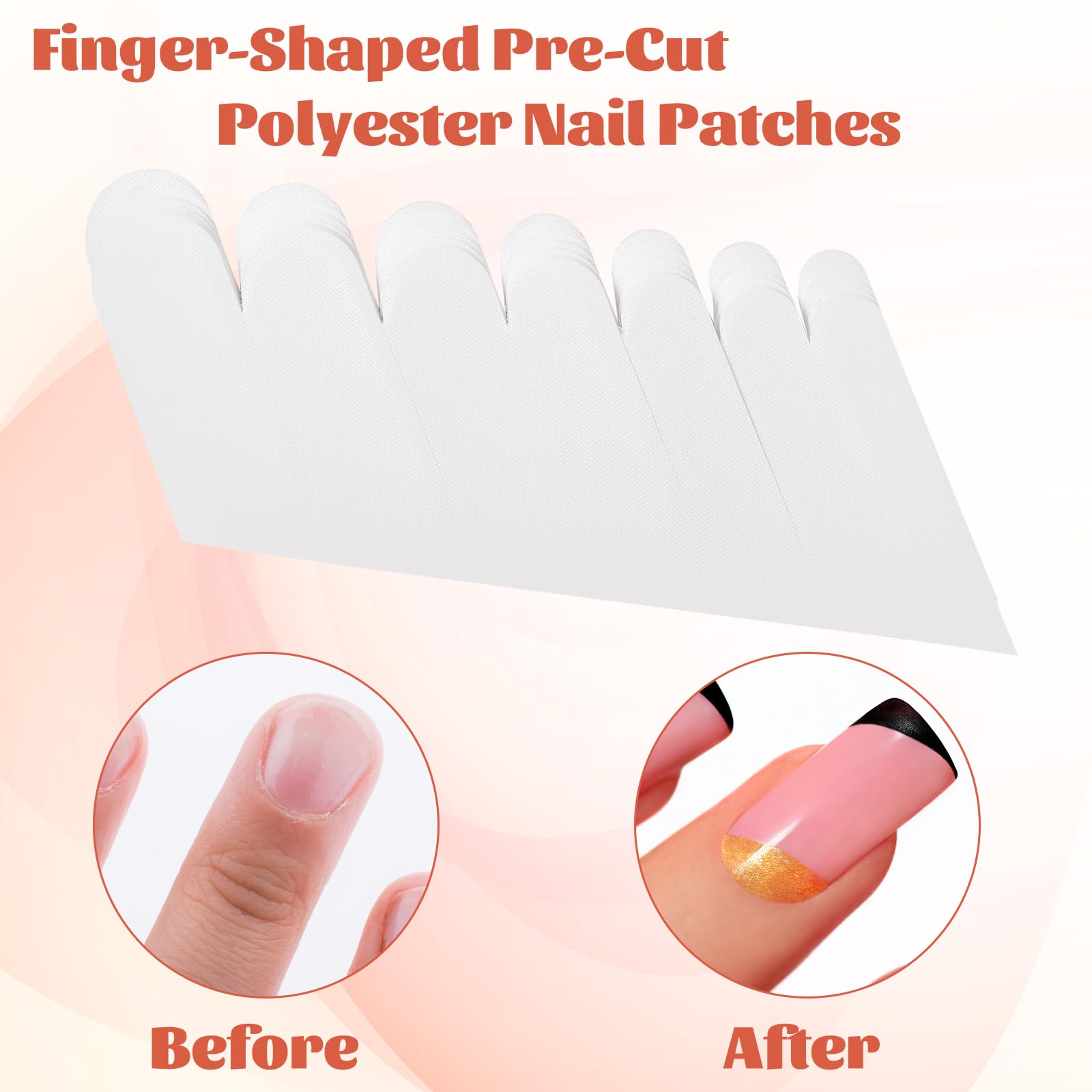 White polyester nail wraps for nail reinforcement