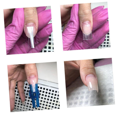 Transparent fiber strips for durable nail extensions