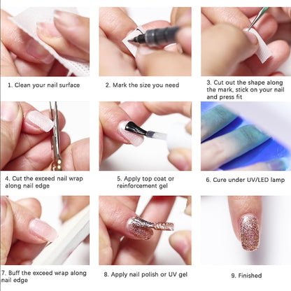 Trimming silk nail bandage for custom nail fit