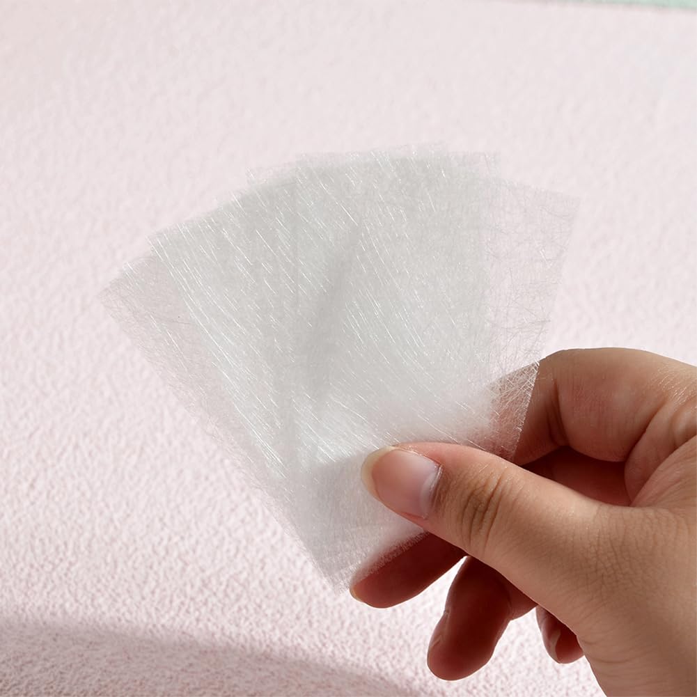 DIY nail extension application process using white fiberglass wraps