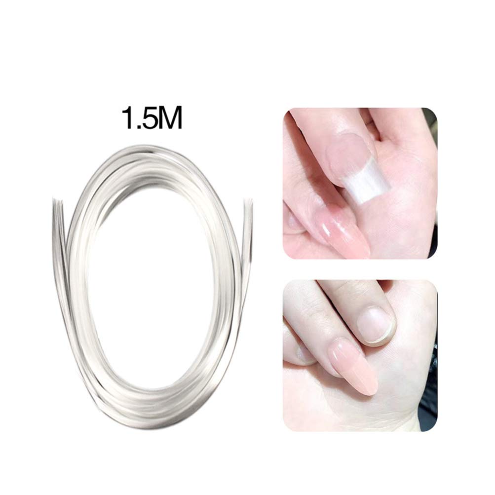 Close up of the ultra thin synthetic nail extension fibers being cut for application.