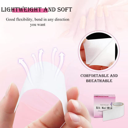 AKOAK professional manicure silk wrap roll packaging showing product dimensions of three centimeters by one meter.