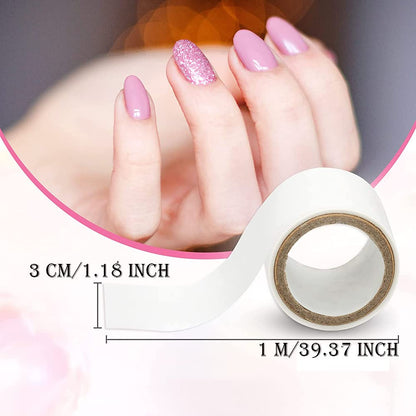 Side view of the self adhesive protection sticker roll used for building durable acrylic nail extensions.