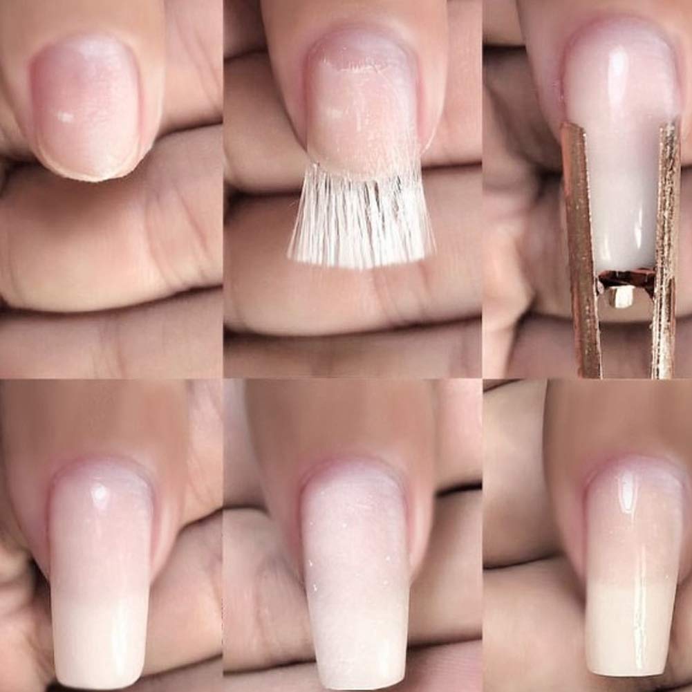 Step by step application of ultra thin safe fiberglass wraps on natural nails