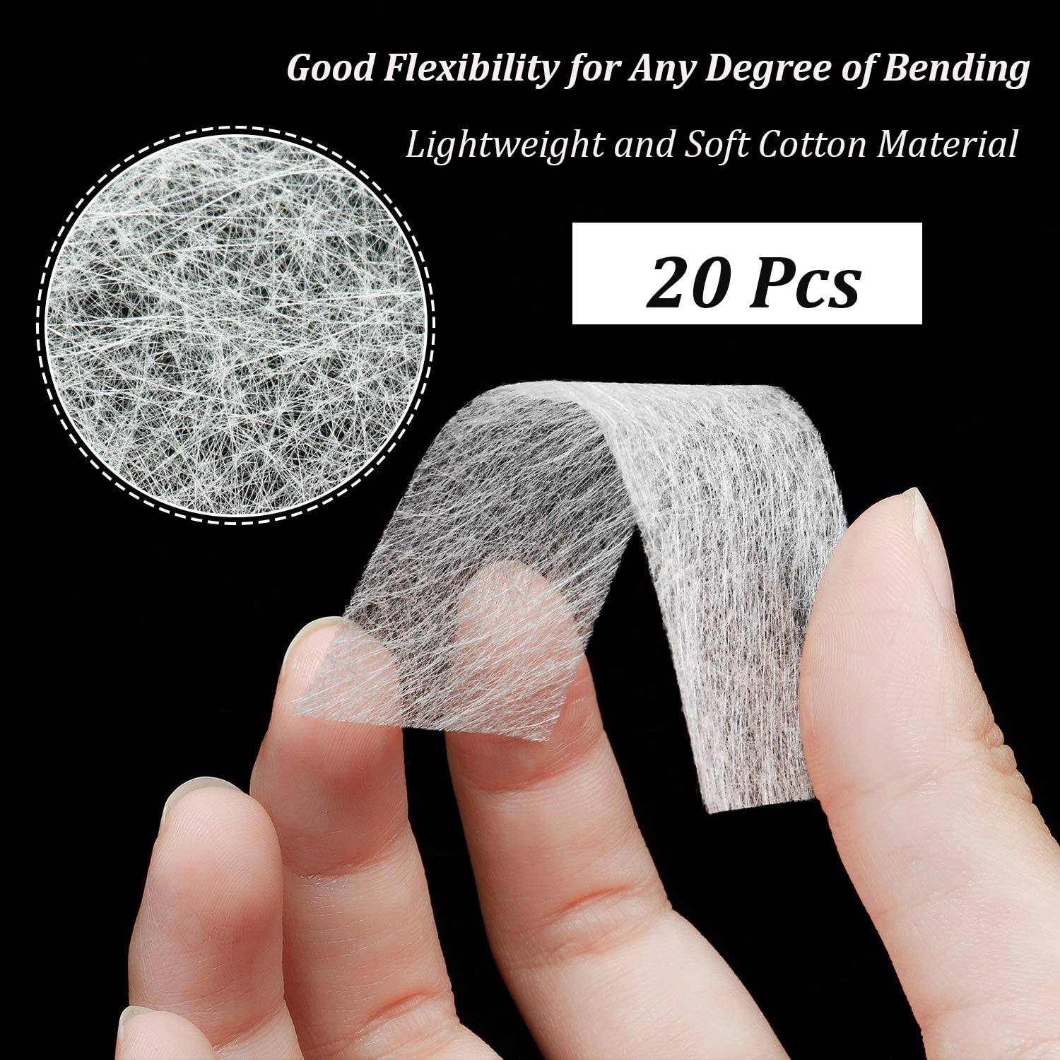 Step by step application of ultra thin fiberglass filament sheet on a natural nail.