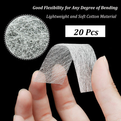 Step by step application of ultra thin fiberglass filament sheet on a natural nail.