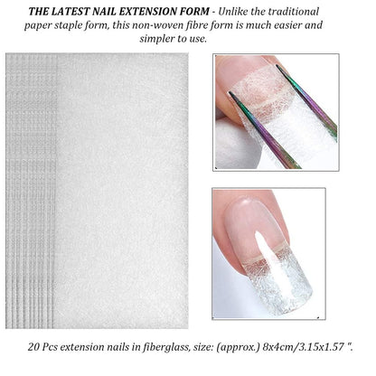 Applying builder gel over flexible fiberglass extension sheet under a lamp.
