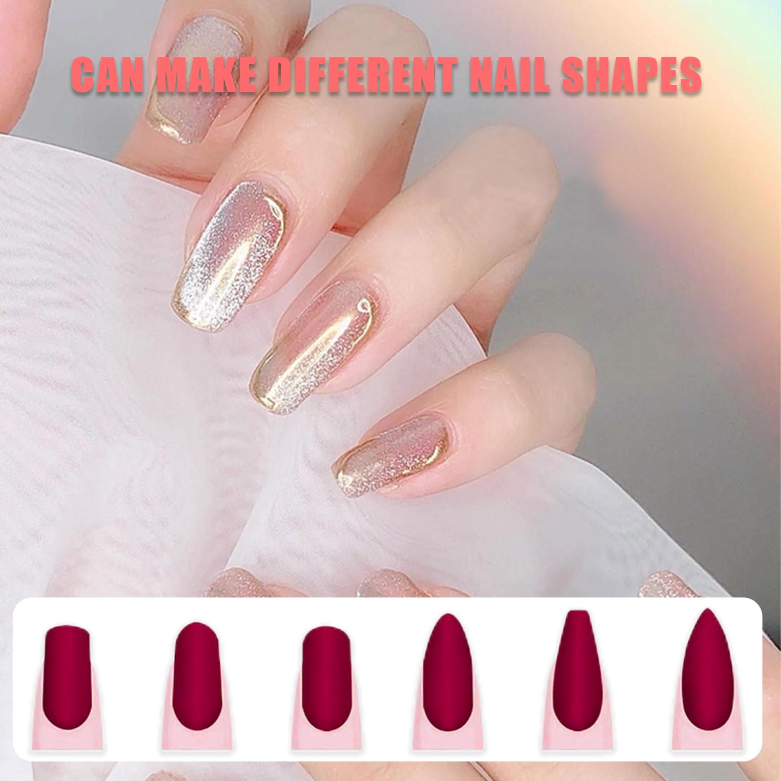 Applying fiberglass nail extension tool with UV gel on natural fingernail