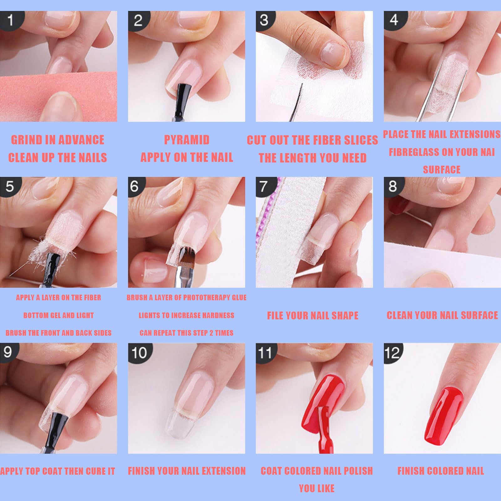 Customizable fiberglass nail art accessory kit for women
