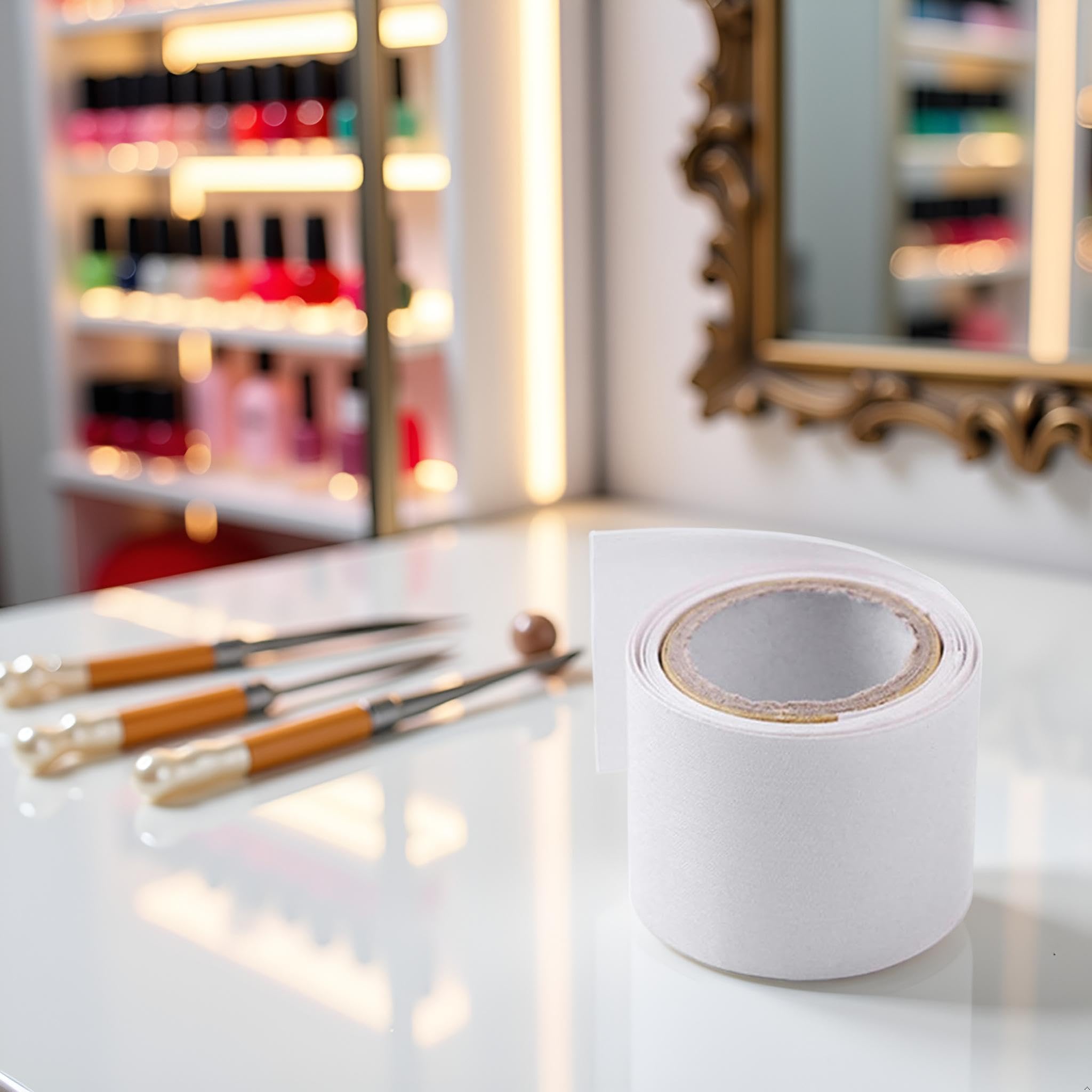 Close up of self-adhesive nail wrap roll for extensions