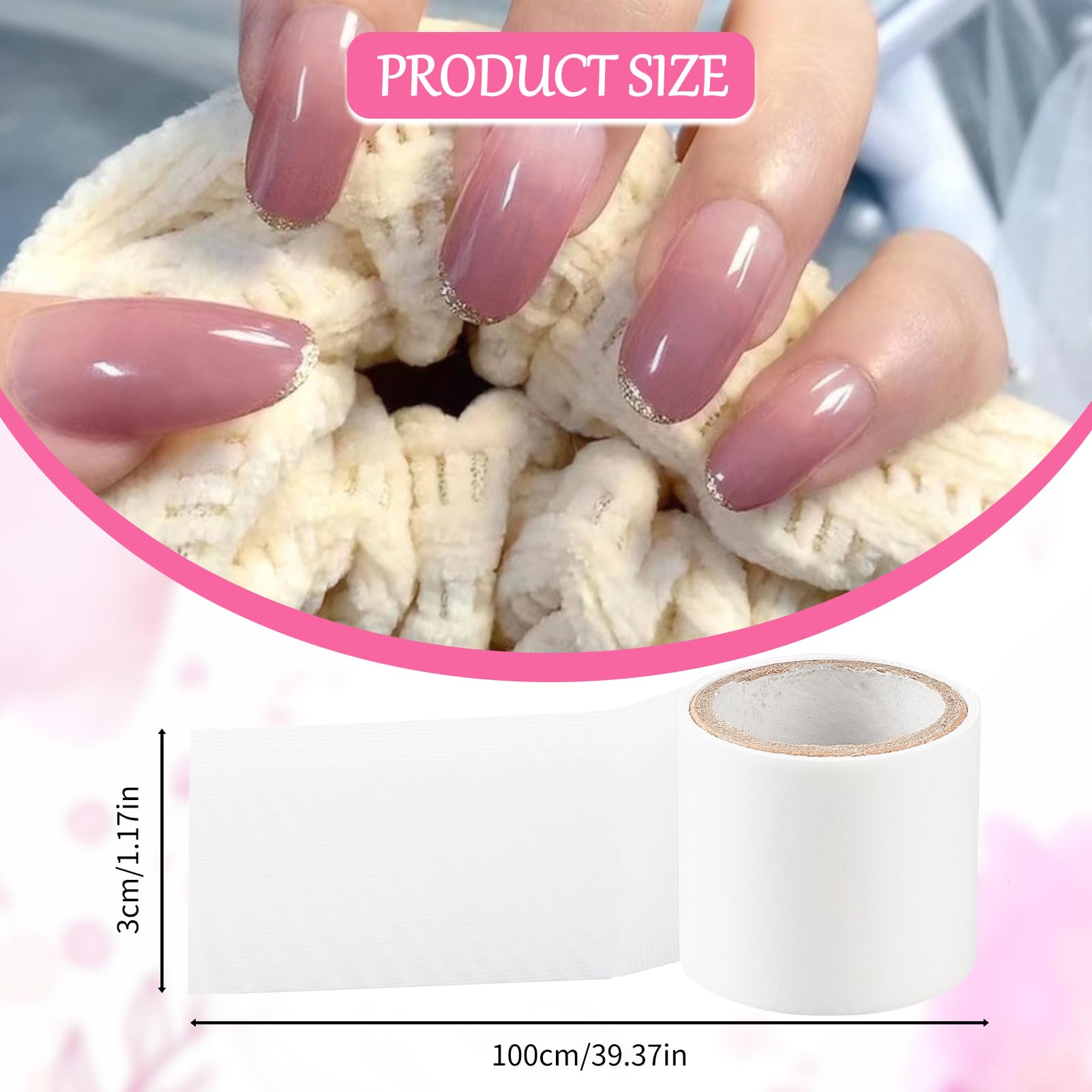 Close up of self-adhesive silk fiberglass nail repair strip