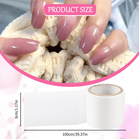 Close up of self-adhesive silk fiberglass nail repair strip