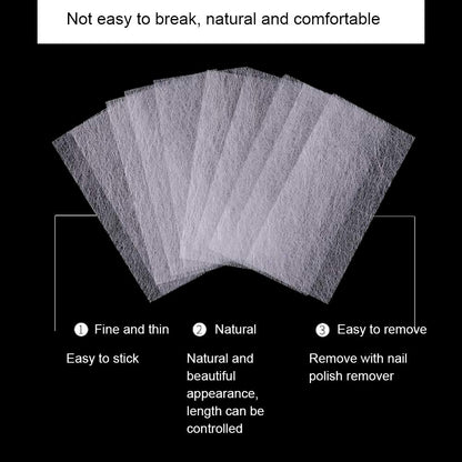 Step by step application perspective showing Brrnoo silk fiberglass wrap applied with UV gel