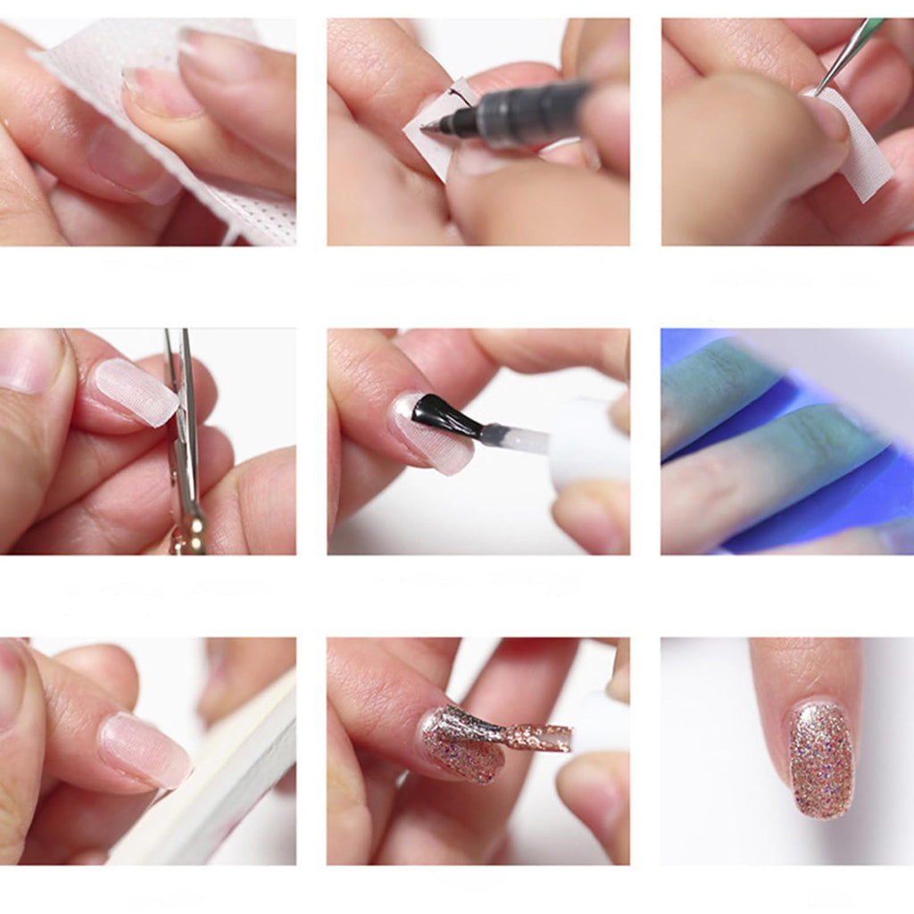 Manicure tool setup featuring the 3cm by 100cm nail wrap roll
