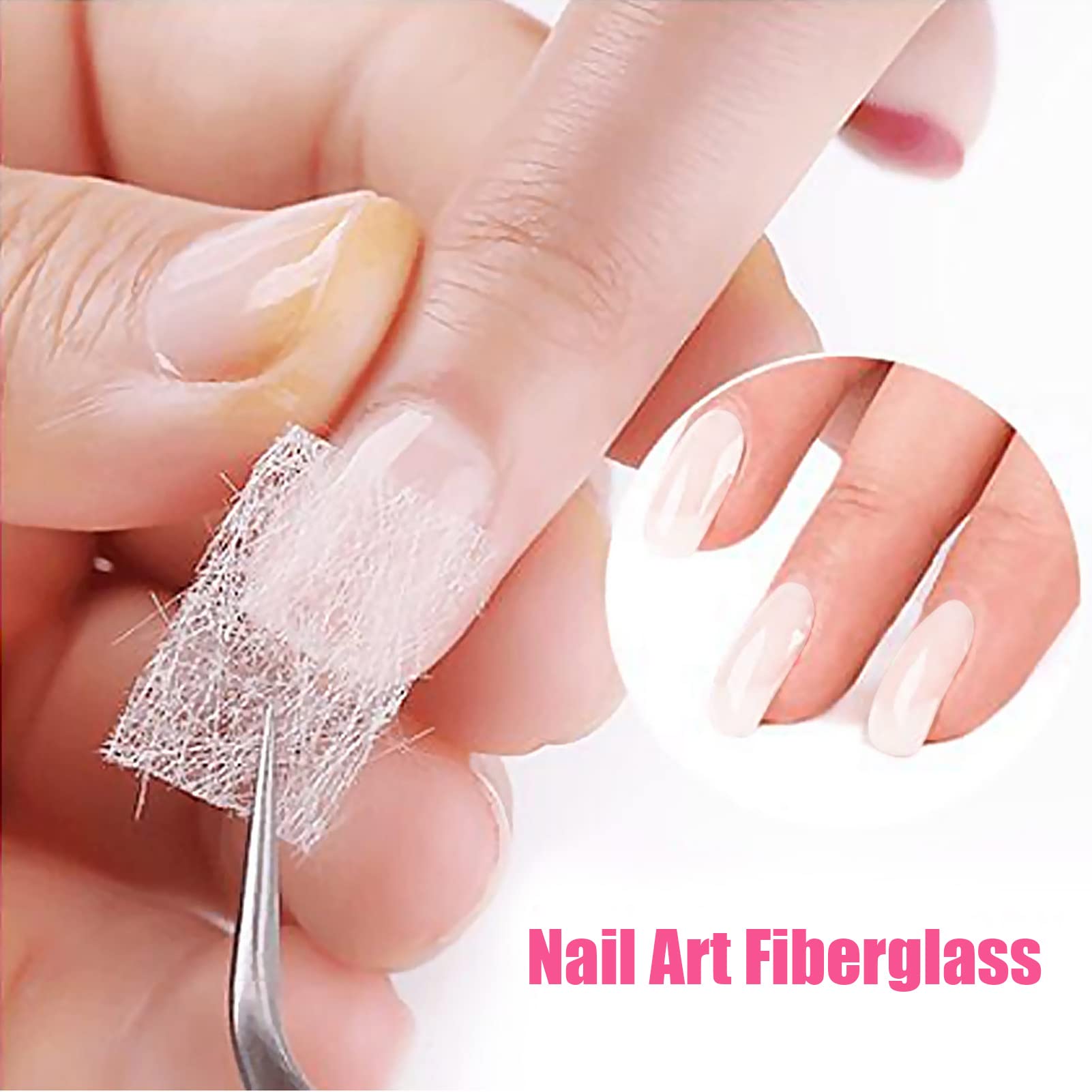 Step by step application of clear hard gel over natural fingernails