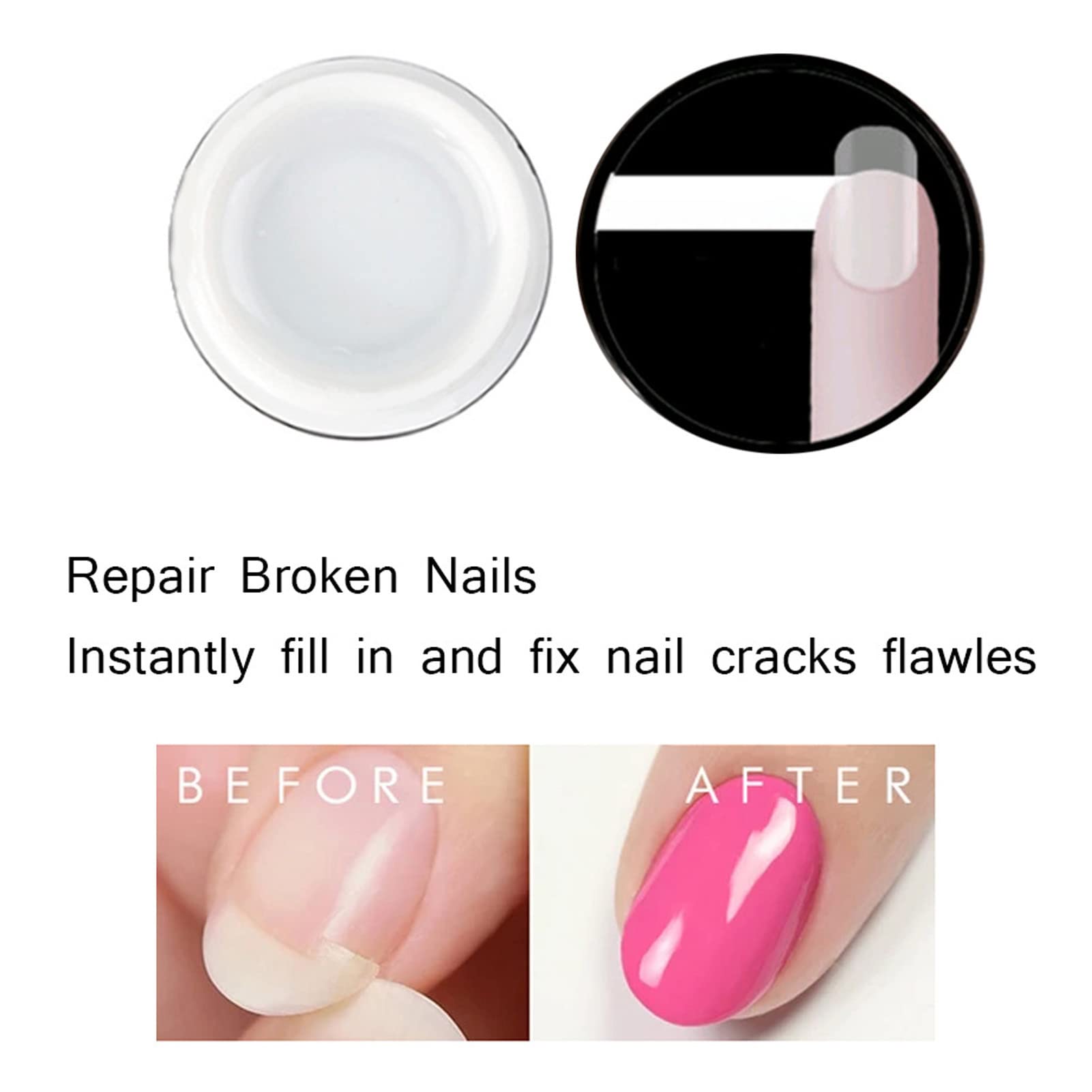 Before and after results using Sonew fiberglass kit on short brittle nails