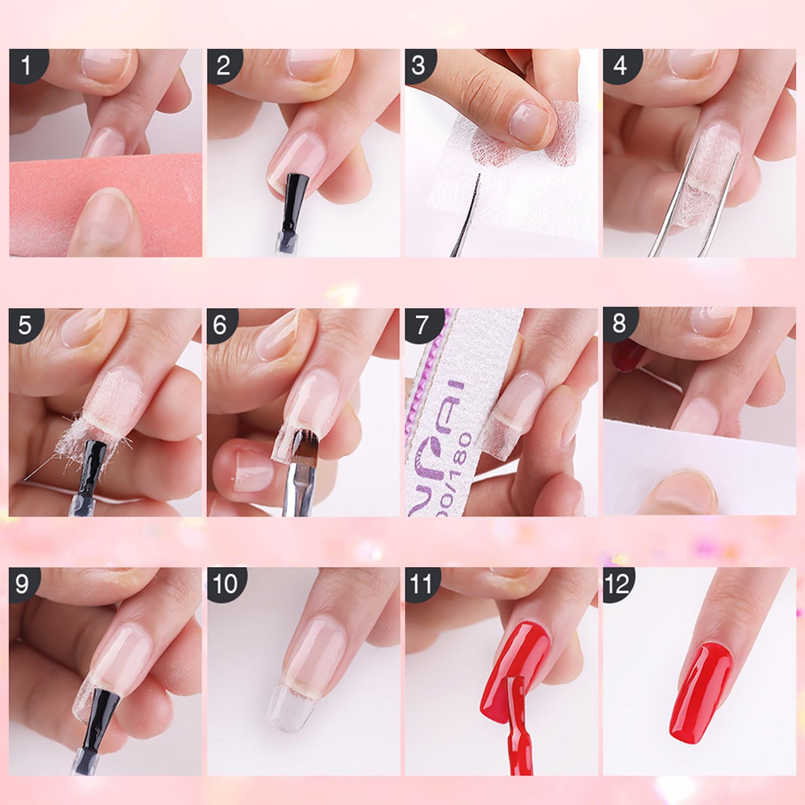 White fiberglass wraps for professional DIY nail art extensions