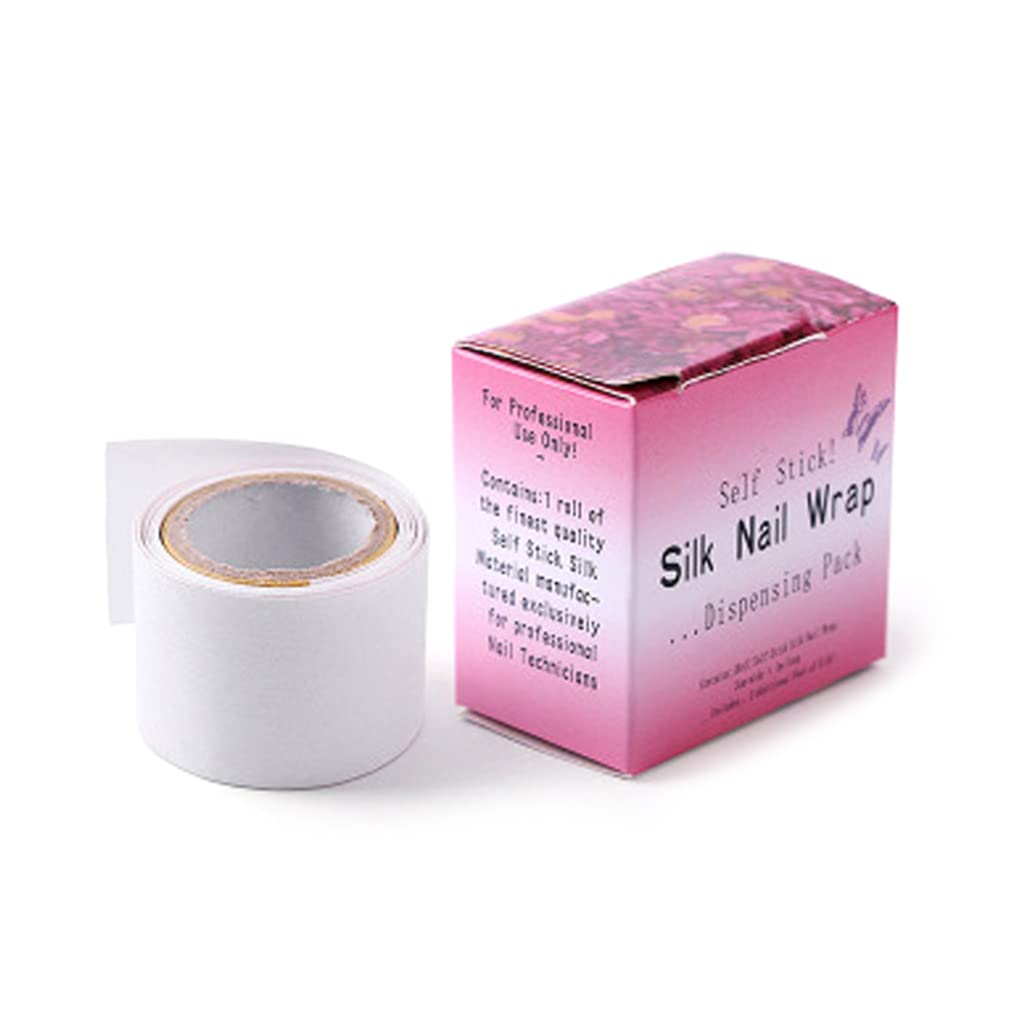 Self-adhesive silk wrap being applied to a nail