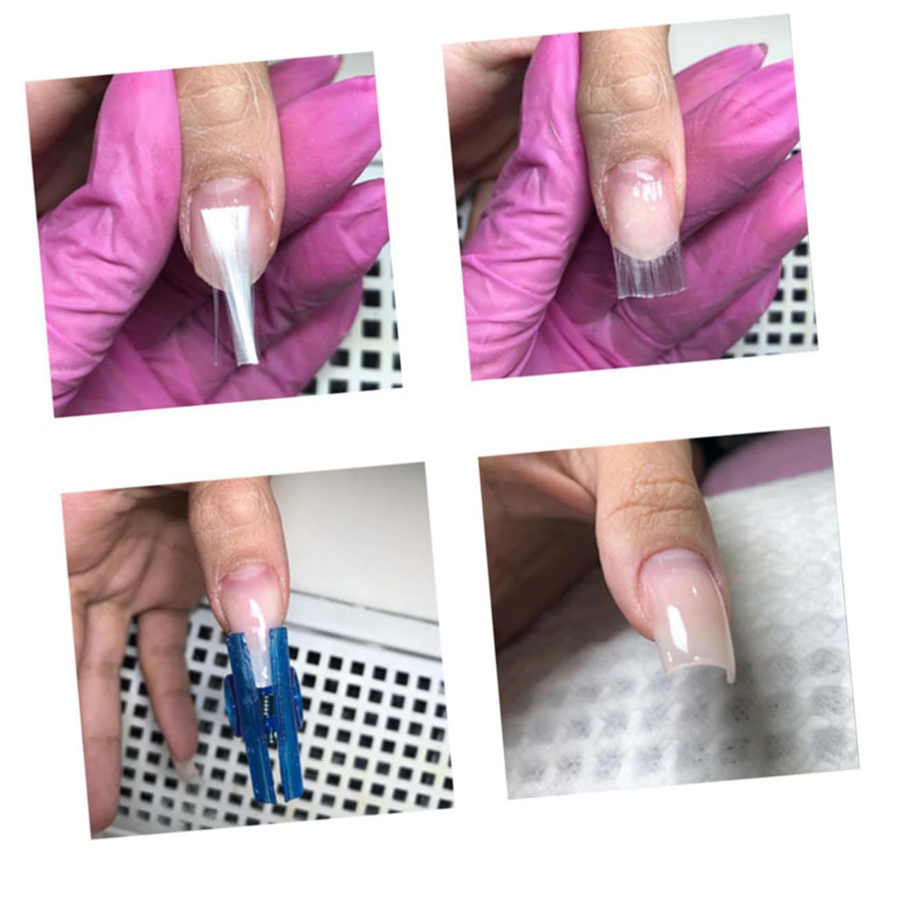 Close up of transparent fiberglass strips for manicure