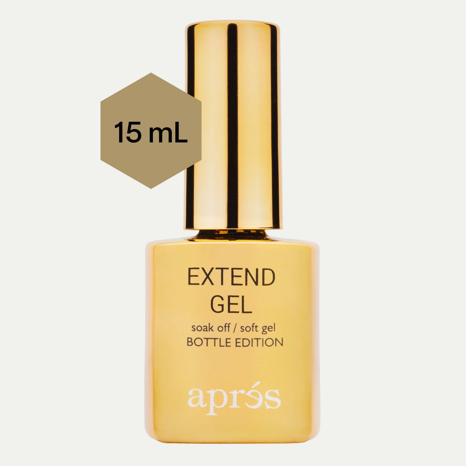 AprÃ©s Extend Gel gold bottle packaging and branding