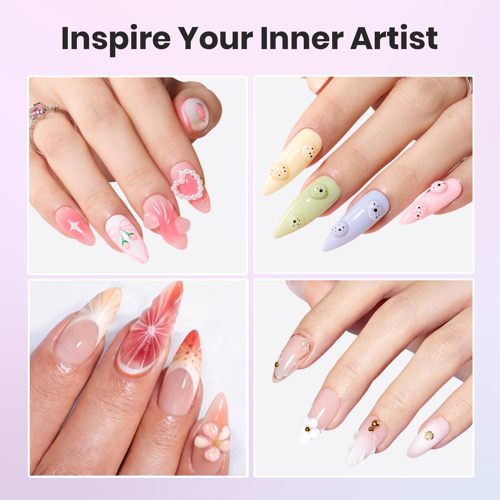Hand sculpting 3D nail design using Beetles crystal orb gel