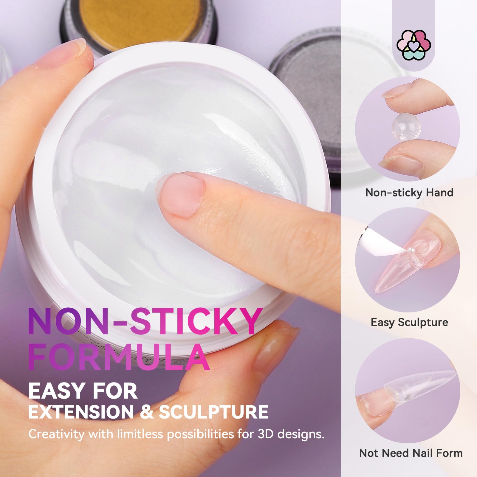Creative 3D nail art designs created with Saviland sculpting glue