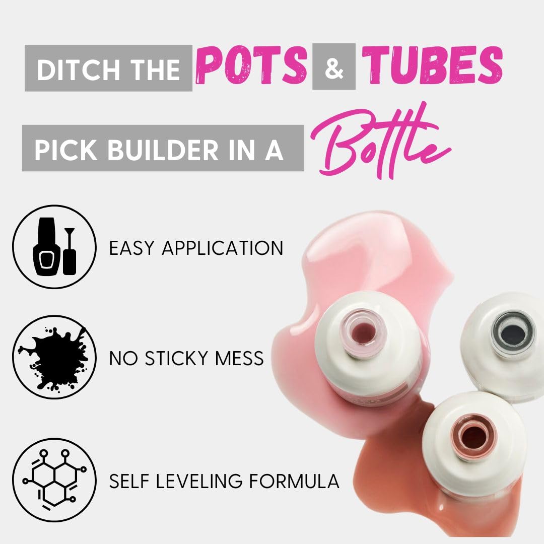 Clear builder gel finish on natural nails