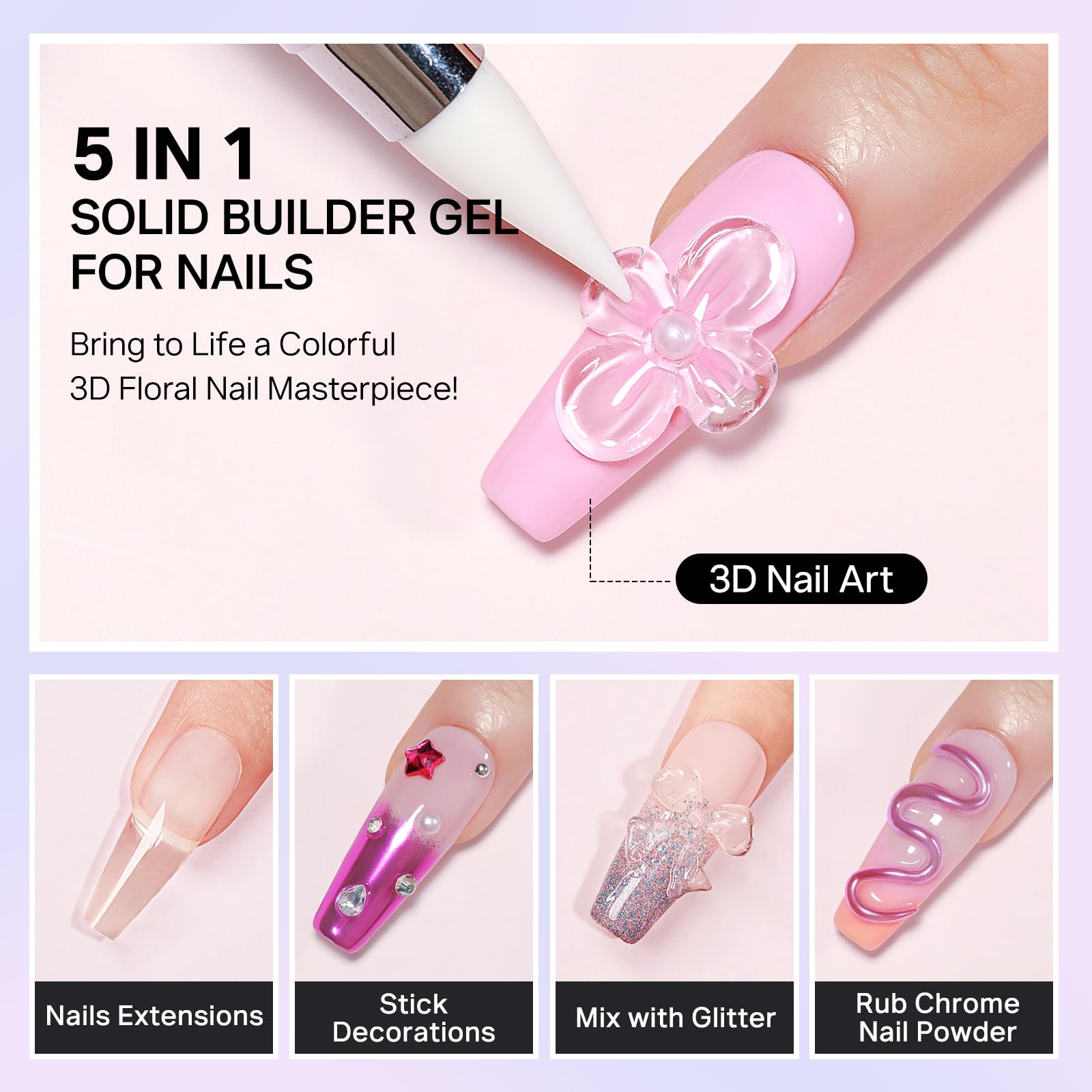 Clear builder gel kit with silicone flower mold